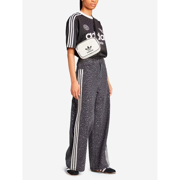 adidas Pants - Adidas Leopard Animal Print Wide Leg Pants Denim Jeans KA2679 Women Size 27 RARE
